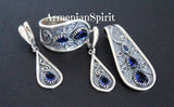 Very big pendant Sterling silver 925 Blue lab sapphire