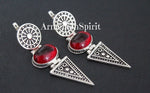 Sterling silver 925 earrings and ring lab garnet red