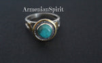 Earrings and ring Blue turquoise Sterling SILVER 925 gold plated