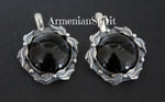Black onyx round earrings SILVER 925 jewelry