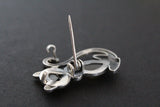 Cat brooch Sterling silver Labradorie blue gem and white zircons