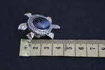 Tortoise brooch Sterling silver Labradorite blue gem turtle