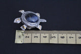 Tortoise brooch Sterling silver Labradorite blue gem turtle