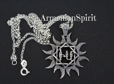 Pendant My Sun Ethnic necklace Sterling silver 925 Armenian