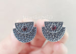 Earrings lightweight Sterling silver studs red stone Armenian