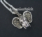 Elephant pendant necklace Silver 925 Marcasite Indian style Elephants