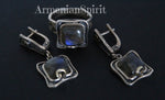 Set labradorite Earrings ring Sterling silver 925 gold plated details