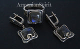 Set labradorite Earrings ring Sterling silver 925 gold plated details
