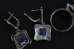 Set labradorite Earrings ring Sterling silver 925 gold plated details