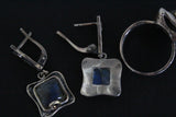 Set labradorite Earrings ring Sterling silver 925 gold plated details