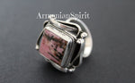 Earrings Sterling silver 925 natural rhodonite pink black brown