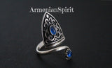 Sterling 925 silver ring Adjustable CHOOSE blue or red quartz stone