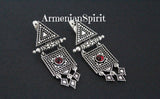 Earrings and ring Sterling silver 925 Lightweight with red stone