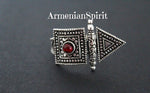 Earrings and ring Sterling silver 925 Lightweight with red stone