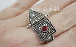 Earrings and ring Sterling silver 925 Lightweight with red stone