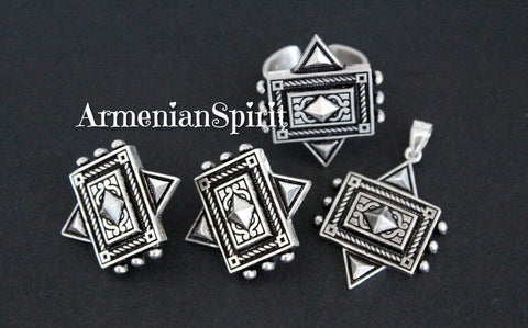 Jewelry set Earrings Ring Pendant Sterling 925