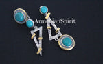 Earrings and ring Blue turquoise Sterling SILVER 925 gold plated