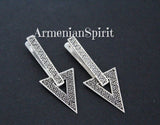 Long Earrings triangle Sterling silver 925 Armenian handmade jewelry