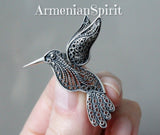 Hummingbird filigree Brooch Silver 925 Armenian jewelry