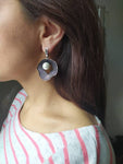 White lab Pearl earrings Black SILVER 925