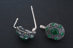 Dome jewelry silver SET Earrings Ring with green quartz stones