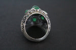 Dome jewelry silver SET Earrings Ring with green quartz stones