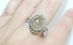 Earrings and ring Beige Venus hair gemstone Silver 925 gold plated