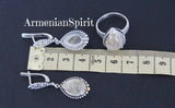 Earrings and ring Beige Venus hair gemstone Silver 925 gold plated