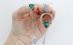 Silver 925 RING Green malachite gemstone Modern Gold plated parts