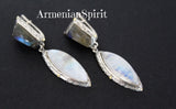 Moon stone and labradorite earrings and ring sterling silver 925