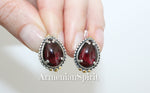 Earrings and ring small drop Silver 925 natural garnet