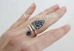 Sterling 925 silver ring Adjustable CHOOSE blue or red quartz stone