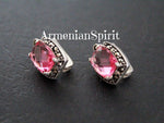 Tiny earrings pink Marcasite 925 Silver Small jewelry