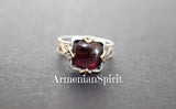 Earrings and ring Silver 925 natural garnet Armenian jewelry set