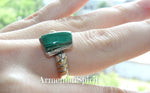 Armenian Silver 925 Earrings and ring Green malachite gemstone