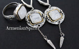 Moon stone white Long earrings sterling silver 925
