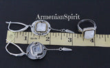 Moon stone white Long earrings sterling silver 925