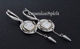 Moon stone white Long earrings sterling silver 925