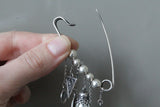 Brooch Silver 925 with dangle pomegranate feather pearl flower eternity