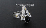 Earrings Sterling silver 925 gold plated Natural black onyx