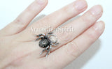 Spider ring adjustable women Gothic jewelry SILVER 925 marcasite