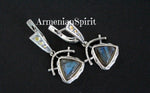 Set labradorite blue gem Silver gold plated jewelry Earrings and ring