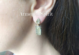 Earrings and ring Beige Venus hair gemstone beige Silver 925 gold plated