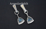 Set labradorite blue Silver 925 gold plated jewelry Earrings ring