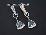 Labradorite earrings blue gem Silver 925 gold plated jewelry