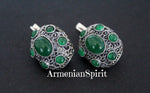 Dome ring silver 925 Armenian handmade rings green quartz stones
