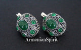 Dome ring silver 925 Armenian handmade rings green quartz stones