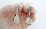 Earrings and ring Beige Venus hair gemstone Silver 925 gold plated