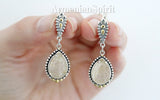 Earrings and ring Beige Venus hair gemstone Silver 925 gold plated