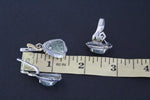 Earrings and ring Green prehnite gemstone Silver 925 gold plated